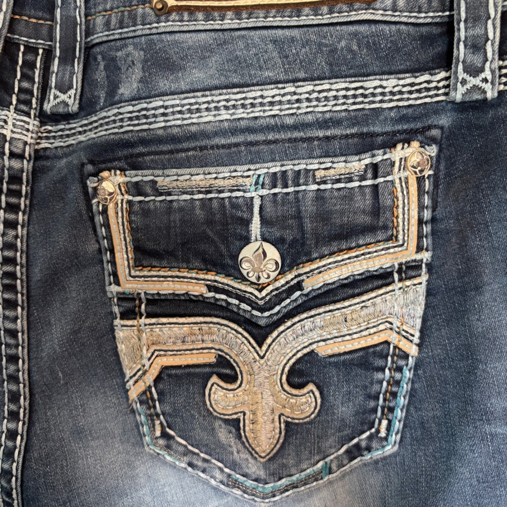 Rock Revival Western Y-2K inspired Yana Ankle Skinny Jeans Embroidered Size 33 - Picture 6 of 16